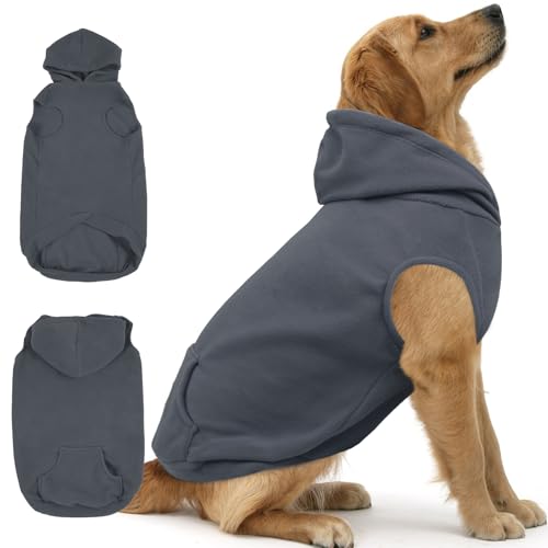 IECOii Dog Sweatshirt for Large Dogs, Hooded Fleece Vest with Leash Hole, XXXL Dogs Sweater for Giant Breed,Warm Polar Fleece Large Dog Hoodie for Fal