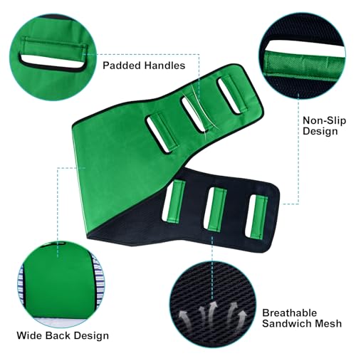 Transfer Sling for Seniors, Transfer Belt Widened Back Curve Design Sling for Movement, Transfer Boards for Bedridden Patient, Bed Assist Handle, Back Lift Belt for Patient Care (Green) - Image 4