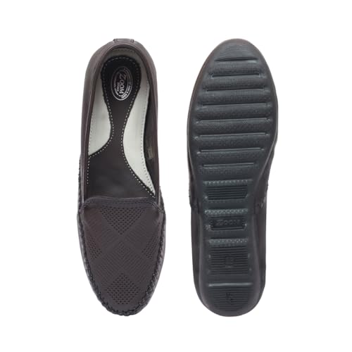 Image of Zoom Shoes Genuine Burnished Leather Brogue Bellies for Women and Girls ZVTR-01 | Ideal for Casual Events, Parties, and Ethnic Looks | Memory Cushioned Insole with Anti-Slip Sole