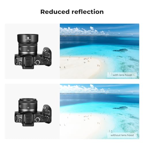 Image of K&F CONCEPT Lens Hood Compatible with Canon RF 50mm F1.8 STM Lens, Reversible Snap on Camera Lens Shade Replacement of ES-65B Hood, Compatible with 43mm Filters and Lens Cap