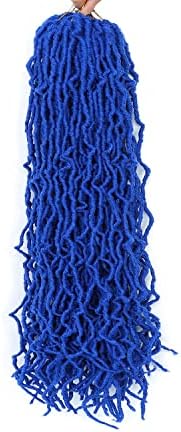 Blue Soft Locs Crochet Hair 18 Inch 6 Packs Blue Faux Locs Crochet Hair Pre Looped Knotless Style Natural Curly Wavy Crochet Braids Hair for Black Women (18 Inch, 6 Pack, Blue#)