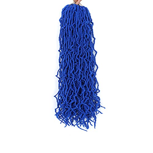 Blue Soft Locs Crochet Hair 18 Inch 6 Packs Blue Faux Locs Crochet Hair Pre Looped Knotless Style Natural Curly Wavy Crochet Braids Hair For Black Women (18 Inch, 6 Pack, Blue#) #TOP2