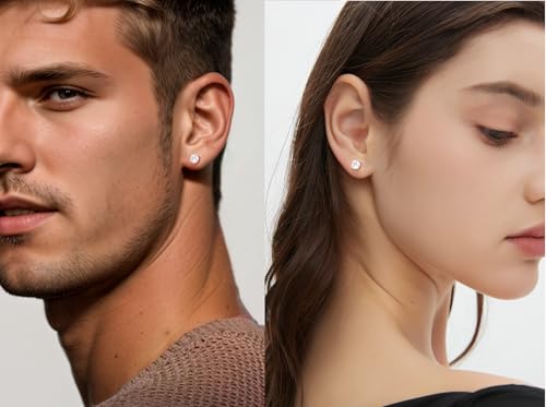 Moissanite Stud Earrings 0.2-2CT T.W. 18K White Gold Plated Solid Sterling Silver 925 Post | Gifts for Men and Women | GRA Certified D/VVS1 Lab Diamond | Hypoallergenic | Gift Box2