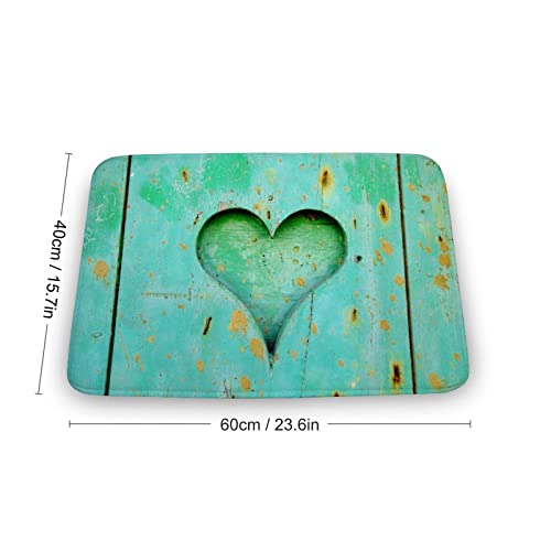 Heart Shaped Wooden Board Door Mat Quick Dry Shoe Scraper Stain And Fade Resistant Repels Water Doormat Low-Profile Mats For Indoor Outdoor Entry 16X24 #TOP2