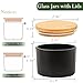 CONNOO 15 Pack 4 OZ Matte Black Glass Candle Jars with Airtight Bamboo Lids for Making Candles, Bulk Small Wide Mouth Empty Candle Containers with Sticky Warning Labels - Dishwasher Safe