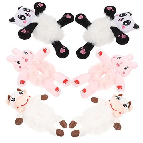 Beaupretty 6piezas Coleteros De Peluche Para Niñas De Gomas Pelo Animales De Dibujos Animados Para Juguetes Pou Peluche