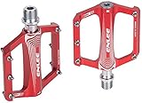 Pedales de bicicleta hechos de aleación de aluminio duradera de alta calidad que es resistente a la abrasión y a la corrosión a prueba de golpes. No hay necesidad de preocuparse por conducir incluso con lluvia o en carreteras con baches.