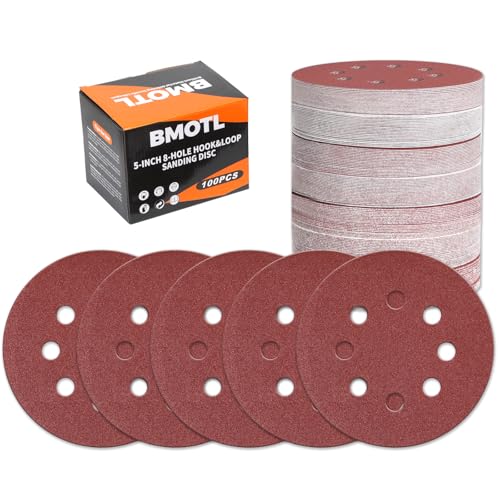 100Pcs 80 Grit Sanding Discs 5 Inch 8 Hole: Woodworking/Metalworking Round Coarse Hook and Loop Sandpaper for Random Orbital Sander