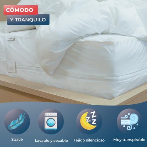 Miniatura 6 de Wrappybag Protector De Colchón Impermeable Cubre Colchón Anti Chinches Y Antiácaros Funda De Colchón Sin Tratamiento Químico Superficie De Algodón Suave Y Cómoda 14 Tamaños Disponibles