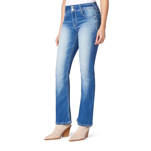 Image of WallFlower Bling Back Pocket Bootcut Jeans for Women, Luscious Curvy Fit, Embellished Mid-Rise Insta Stretch Denim