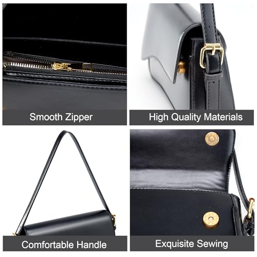 Stylish Vegan Leather Crossbody Purse in Black - Image 5