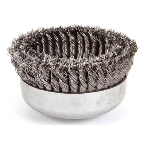 Weiler 12556 5/8"-11 Arbor, 0.023" Wire Size, 6" Diameter, Double Row, Steel Bristles, Heavy-Duty, Knot Wire Cup Brush