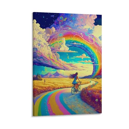 Arc-en-ciel Spirit Murale tableau sur toile grand format 50x75cm pour décoration de couloir