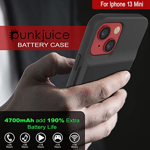 Punkjuice Designed For Iphone 13 Mini Battery Case, 4700Mah Fast Charging Power Bank W/Screen Protector | Intelswitch | Slim, Secure And Reliable Compatible With Iphone 13 Mini (5.4") [Black] #TOP2