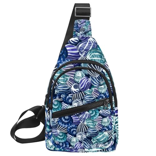 Sac de poitrine réglable à une sangle motif conque multicolore