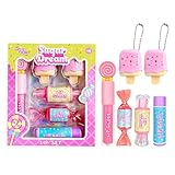 M&U MAKE YOU UP MU 6pc Candy Sweet Lip Gloss Set for Kids - 1 Straight Stick, 2 Ice Cream and 2 Candy Balms, Non-Toxic Girls Birthday Gift, Fun Theme Party Favors