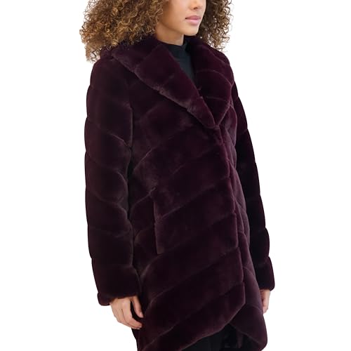Kenneth Cole Women's Plush Grooved Faux Mink Coat with Shawl Collar3