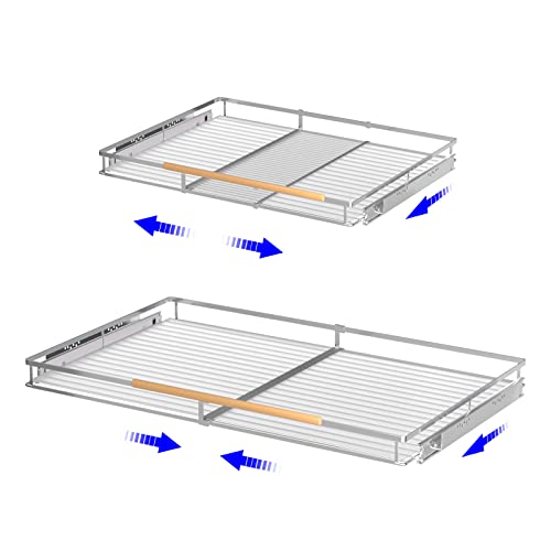 KIKIBRO Pull Out Drawer Cabinet Organizer, Expandable Slide Out Storage Shelves - Heavy Duty, Durable and Smooth Slide-Out (2, Cabinet Width: 23