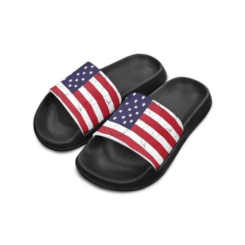 American Flag Slides Kids Sandals with Non-Slip Boys Girls Summer Casual House Shower Shoes