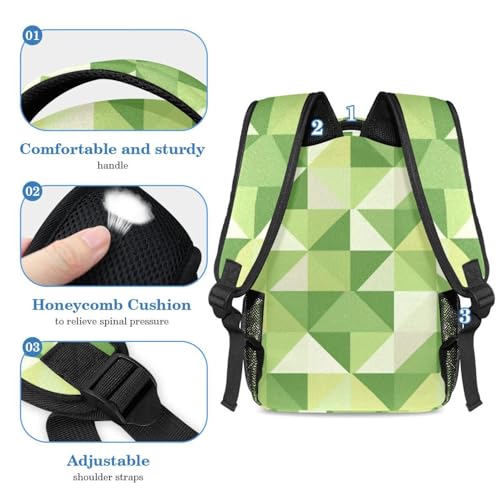 Sac à dos tendance triangle vert géométrique design graphique avec sa trousse - 4