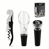 Abridor de vino, aireador y tapon de vacio, set de 3 piezas