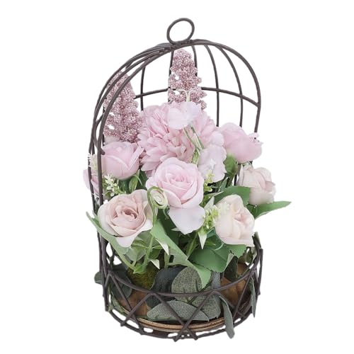 Annadue Vogelkäfig- Blumentopf mit Glatter Oberfläche | Dekorativer Blumentopfhalter für Hochzeitsfeste (5- zackige Rose Lila)-2