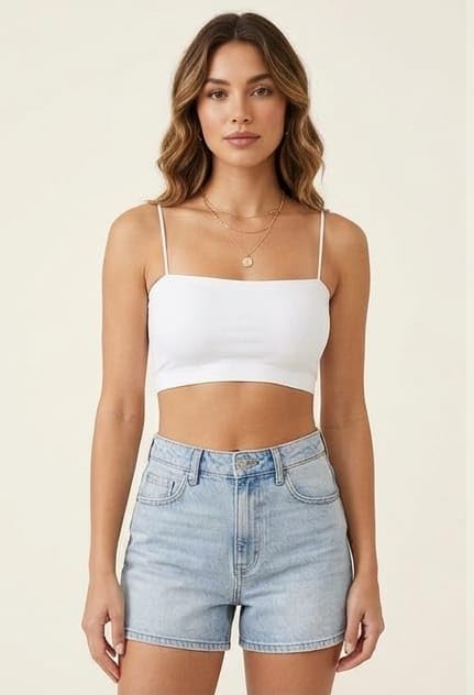 Image of Seamless Padded Bralette for Women | Free Size (Best Fit 28-32 Bust, S to M) | Stretchable Wireless Camisole Bra | Soft Comfortable