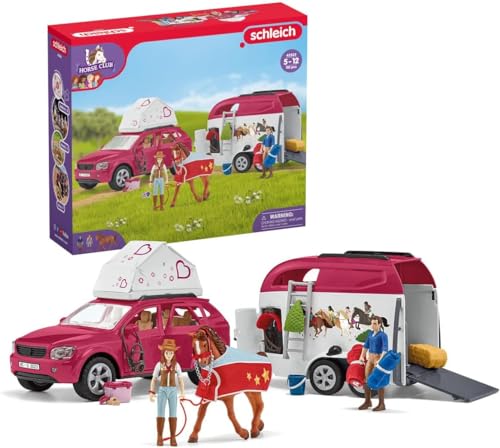SCHLEICH HORSE CLUB — 42535 Horse Adventures with Car and Trailer Horse Play Set, 110 Piece Set of Horse Toys for Girls and Boys Ages 5+