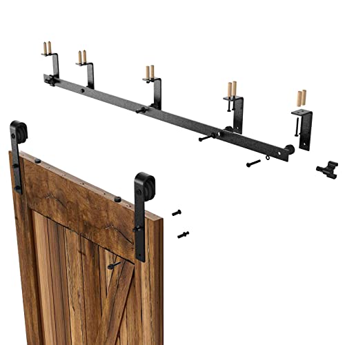 6FT/1.8M Deckenhalterung Schiebetür für Scheunentore, L-förmiges Halterungssystem, Passend für 60 cm breite, eintürige Verkleidung