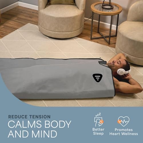 LifePro Far Infrared Sauna Blanket - Portable Infrared Sauna for Home Relaxation - Sauna Blanket Grey- Infrared Blanket Sauna with 77–176 °F Temp Range