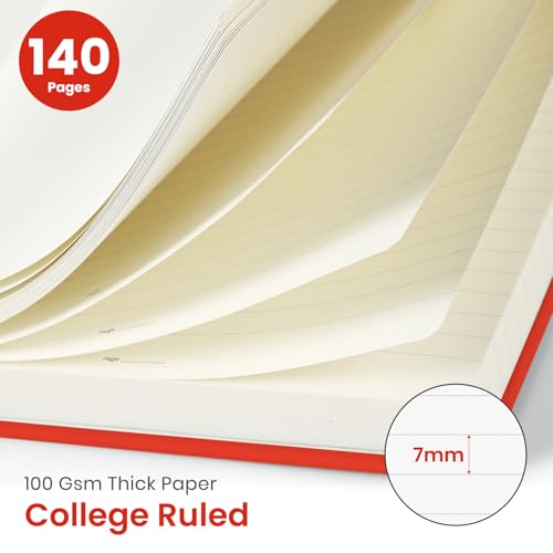 Image of Taja Lined Spiral Journal Notebook for Women & Men, 140 Pages, College Ruled Hardcover Notebook for Work & Note Taking, Journals for Writing, A5(5.7 inch x 7.9 inch) - Tomato Red