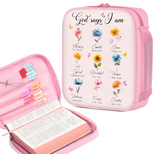 Bible Cover Case for Women, with Handle Pen Slots, Bible Carrying Cases
