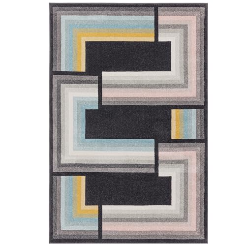 Asiatic Edits Low Pile Geometric Charcoal Multi Indoor Rug for Living room Bedroom, Conservatory, Hallway, Large Area - Image 2