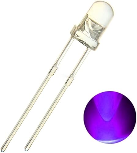 EDMER 100pcs 5mm Ultraviolet 395nm 400nm UV LED Diode Light Emitting Lamp 5 mm UVLED Resistor-Capacitor