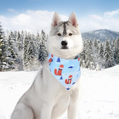 Image of Abbylike 50 Pcs Winter Dog Bandanas Bulk, Blue Snowflake Snowman Penguin