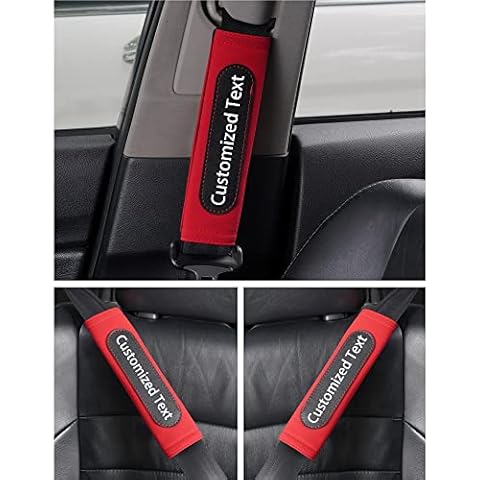 COOL KEYER Custom Txt, Car Seat Belt Cover, Suede Safety Belt Cover Pad,Customized Seat Belt Shoulder Pad Protective Sleeve (red) Cover