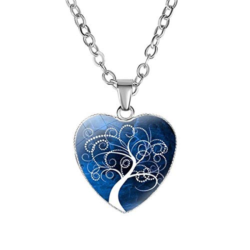 El Regalo 1 PC Tree of Life Vintage Glass Cabochon Heart Pendant Necklace for Women & Girls - Valentines Heart Jewelry for Girls & Women (Blue) (B0845NW4NX) Amazon Price History, Amazon Price Tracker