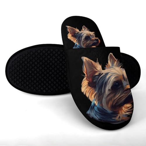 Yorkshire Yorkie Dog Soft Slippers for Women Anti-skid House Shoes for Spa Hotel Guest Bride Travel2