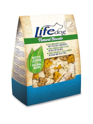 Life Natural Dog Biscuits per Cani – Biscotti Vegetali Cotti al Forno Senza Zuccheri Aggiunti – Snack Leggeri con -25% di Grassi (Folletti alla vaniglia)