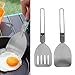 2PCS Metal Camping Folding Spatulas, Latch Design Stainless Steel Folding Cooking Spatula Heat Resistant Non Slip Cooking Food Turner