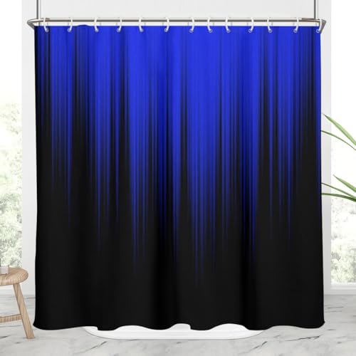 Image of AAtter Blue Shower Curtain Standard Black Funny Abstract Dark Royal Horror Cool Anime Men Boys Ombre Art Aesthetic Goth Gothic Gradient Home Bathroom Decor Bathtub Set with 12 Hooks,72x72 Inch,Modern
