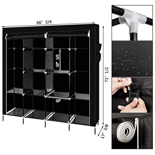 Armoire à vêtements portable à 12 étagères pour maximiser le rangement