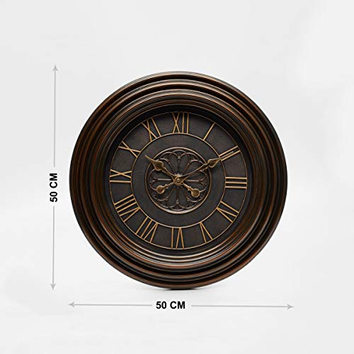 Image of Home Centre Casablanca Wooden Round Wall Clock - Brown 50 cm x 4 cm x 50 cm