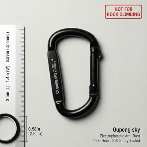 Image of Carabiner Clip - Heavy Duty Carabiners 800lbs-13KN (2922 lbs) Carabeaner D Ring Shape,Key Chain Clip Hook,Keychain Clip,Multipurpose for Camping, Hiking,Backpacking or Other Outdoor Activities.