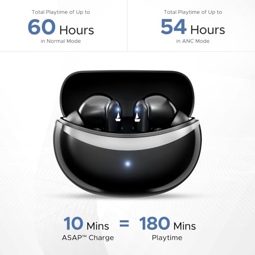 Image of Boat Airdopes 131 Elite ANC, 32dB Active Noise Cancellation, 60HRS Battery, Ambient Mode, 4Mics ENx, Fast Charge, IPX5, v5.3 Bluetooth Earbuds, TWS Ear Buds Wireless Earphones with mic (Active Black)