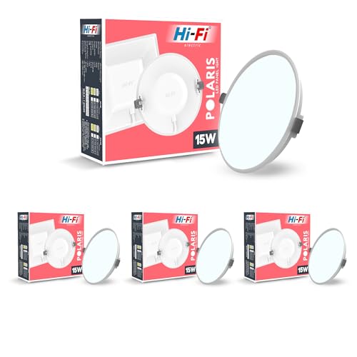 Image of elleys' Polaris + Round LED Panel Light - 15W (Cool White) | Tested Upto 4kV Surge Protection | Recessed Ceiling led Light Downlight for Home & Commercial (4 Pcs)