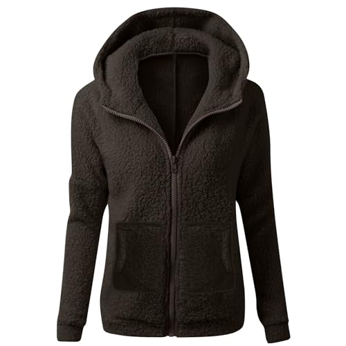 Veste Moumoute Femme Polaire Duffle Coat Capuche Amovible Seule Fourrure Manteau Oversize Vetement Mode Gilet Long Hiver Chaud Chaude Marron 3Xl