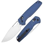 CJRB Acacia Folding Knife, 3.21'' AR-RPM9 Steel Blade Pocket Knife with Clip for Men Women, Sharp Crossbar Lock EDC Knife for Camping Survival Hiking J1952 Blue Stonewash