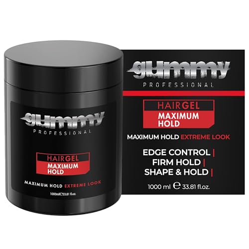 Gummy Professional - Hair Gel for Men and Women Strong Hold Styling Gel for Slick Back Looks Curls Braids Twists and Edge Control Clear Gel for Shine Neat Styles and Conditioning 1000ml