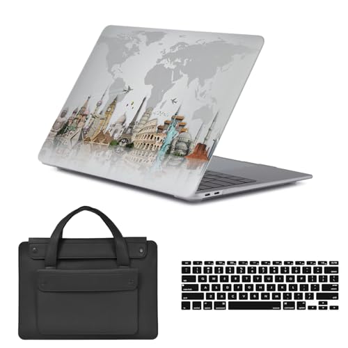 Carcasa MacBook Air 13 M2 M1 con bolsa y mapa del mundo
